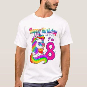 Camiseta Crianças Felizes Aniversário Para Mim Eu tenho 8 a