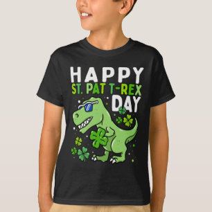 Camiseta Crianças Felizes Dia de São Patrício Trex Dia dos