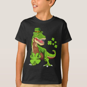 Camiseta Crianças Felizes Dia de São Patrício Trex Dia dos 