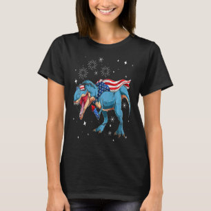 Camiseta Crianças Felizes Em 4 De Julho Para Rex Dino Dinos