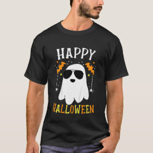 Camiseta Crianças Felizes Halloween Legal Óculos Fantasmas 