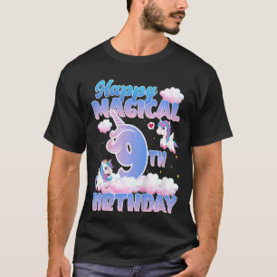 Camiseta Crianças Felizes Magos 9.º Aniversário Voando Unic