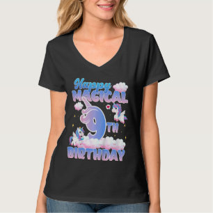 Camiseta Crianças Felizes Magos 9.º Aniversário Voando Unic
