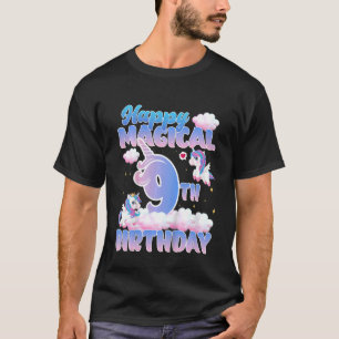 Camiseta Crianças Felizes Magos 9.º Aniversário Voando Unic