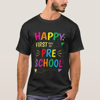 Camiseta Crianças Felizes Primeiro Dia De Professora Pré-Es