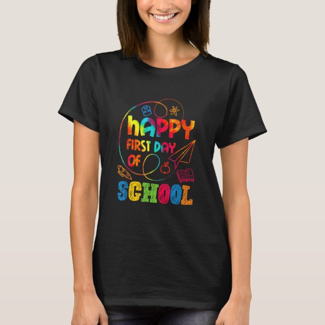 Camiseta Crianças Felizes Primeiro Dia de Professores Estud (Frente)