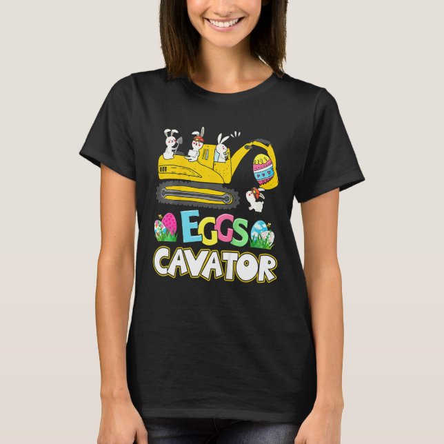 Camiseta Crianças Felz pascoa Construção Cargueiro Bunny E (Frente)