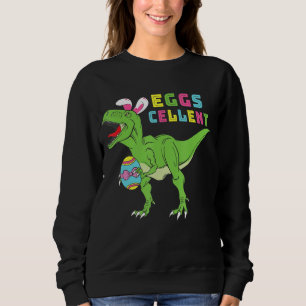 Camiseta Crianças Felz pascoa T Rex Dino Ouvem Ovos Engraça