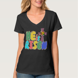 Camiseta Crianças Felzs pascoa Ele Está Riscado Coelhinho L