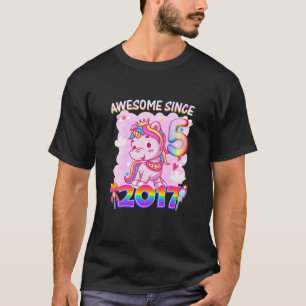 Camiseta Crianças Festa de aniversário 5 Garota Unicóric