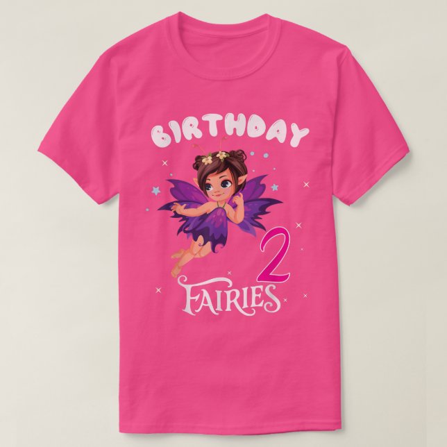 Camiseta Crianças Festa de aniversário de fadas com 2 anos  (Frente do Design)