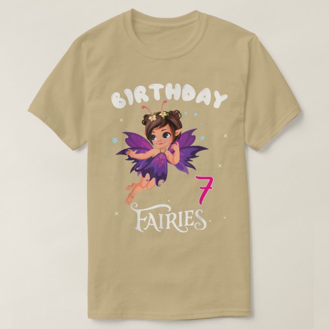 Camiseta Crianças Festa de aniversário de fadas com 7 anos  (Frente do Design)
