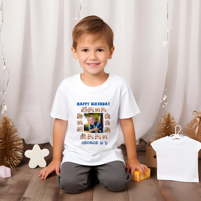 Camiseta Crianças Festas Animais Tema Foto Personalizada An (Criador carregado)