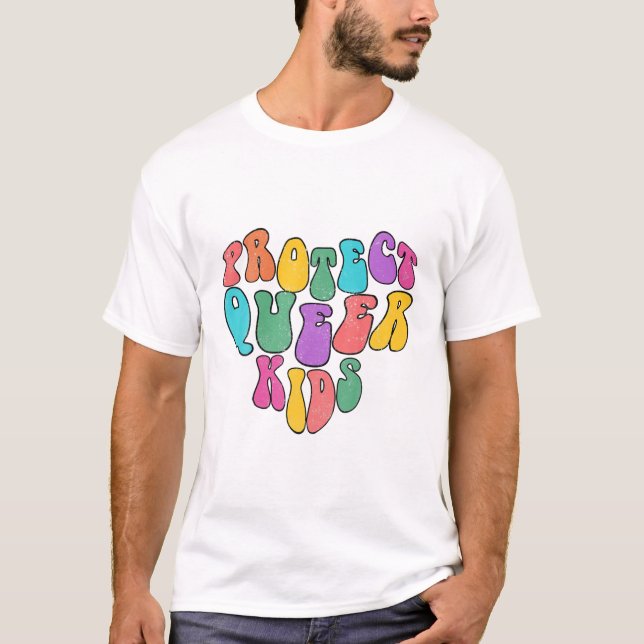 Camiseta Crianças Filas Cute LGBTQ Suporte (Frente)