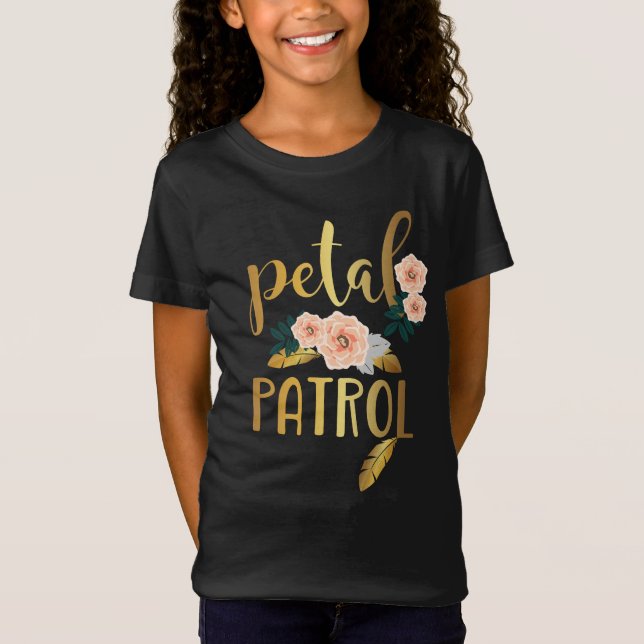 Camiseta Crianças Flores Rapariga Bridesmaid Patrulha Petal (Frente)