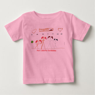 Camiseta Crianças Fofas de Mão Dada Desenho a Lápis de Cera