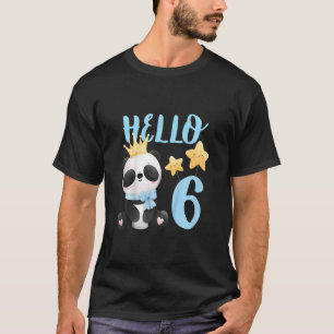 Camiseta Crianças Fofo Panda Fofo Alô, 6 anos 6 Birthda