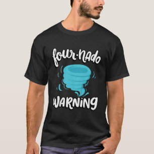 Camiseta Crianças Fournado Advertindo 4º aniversário Tornad