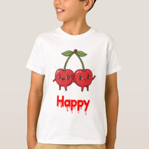 Camiseta Crianças Frutas Amigos de Cereja Bonita.
