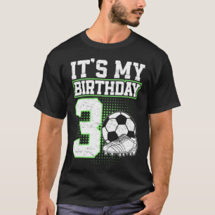 Camiseta Crianças Futebol Menino de 3 Anos É Meu 3º Anivers