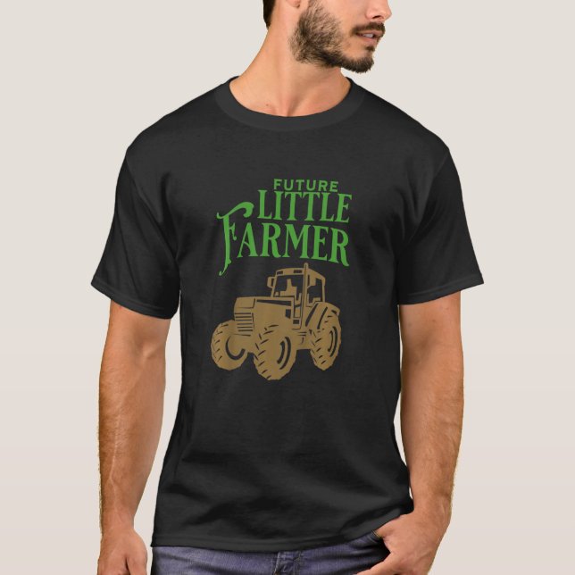 Camiseta Crianças Futuro Pequeno Agricultor Trator Fazenda (Frente)