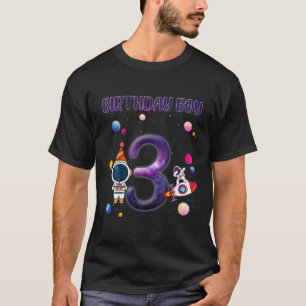 Camiseta Crianças Galáxias Astronauta aniversário de 3 anos