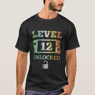 Camiseta Crianças Gaming Nível 12 Desbloqueadas Para Gamer 