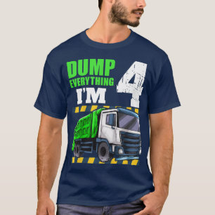Camiseta Crianças Garbage Truck 4º Aniversário Garoto de 4