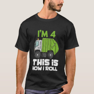 Camiseta Crianças Garbage Truck 4. º Aniversário Garoto 4 a
