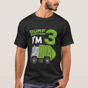 Camiseta Crianças Garbage Truck aniversário de 3 anos