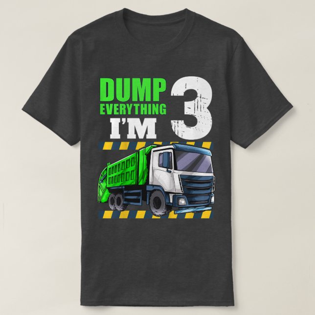 Camiseta Crianças Garbage Truck aniversário de 3 anos Boy 3 (Frente do Design)