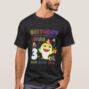 Camiseta Crianças Garota aniversário de 3 anos de Tubarã