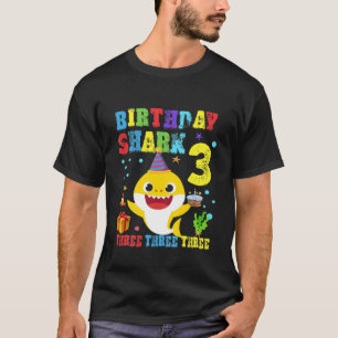 Camiseta Crianças Garota aniversário de 3 anos de Tubarão C