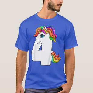 Camiseta Crianças Garota do Quarto Aniversário do Unicórdio