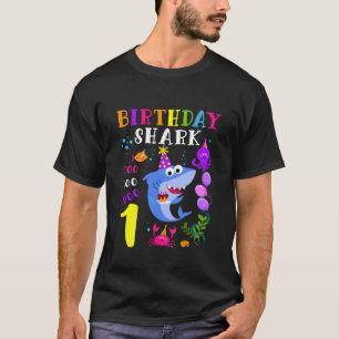 Camiseta Crianças Garota primeiro aniversario de Tubarão Cu