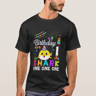 Camiseta Crianças Garota primeiro aniversario de Tubarão Cu