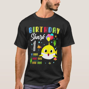 Camiseta Crianças Garota primeiro aniversario de Tubarão Cu