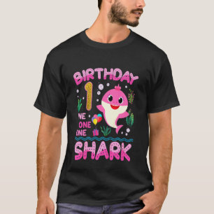Camiseta Crianças Garota primeiro aniversario de Tubarão Cu