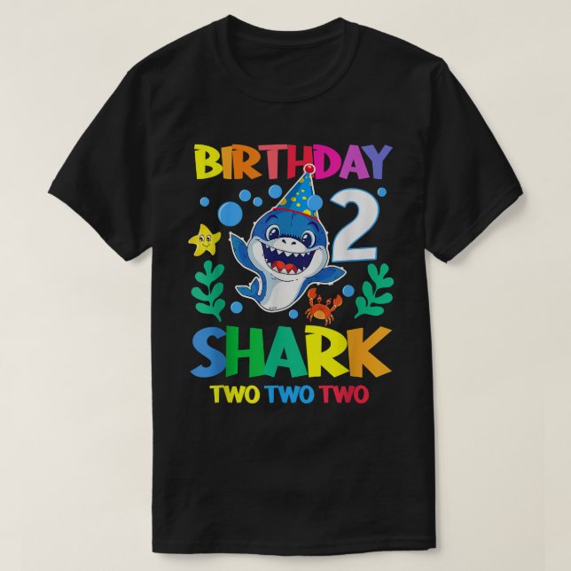 Camiseta Crianças Garota segundo aniversário de Tubarão Bon (Frente do Design)