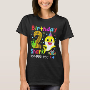 Camiseta Crianças Garota segundo aniversário de Tubarão Cut