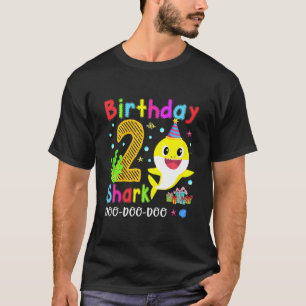 Camiseta Crianças Garota segundo aniversário de Tubarão Cut