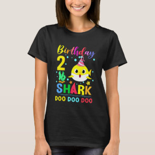 Camiseta Crianças Garota segundo aniversário de Tubarão Cut