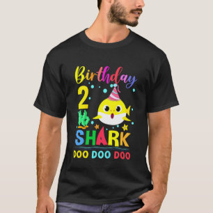 Camiseta Crianças Garota segundo aniversário de Tubarão Cut