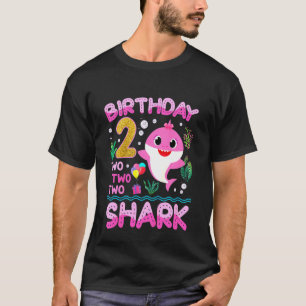 Camiseta Crianças Garota segundo aniversário de Tubarão Cut