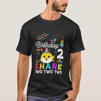 Camiseta Crianças Garota segundo aniversário de Tubarão Cut