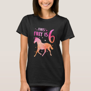 Camiseta Crianças Garotas De Aniversário De Cavalo Bonito E