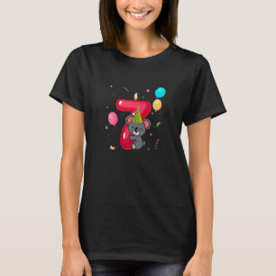 Camiseta Crianças Garotas do Urso Koala 7 Aniversário 7 Ano