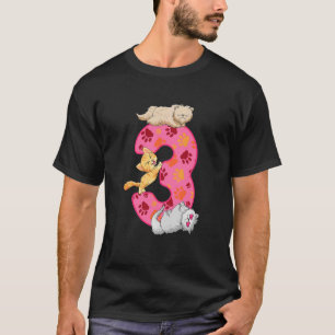 Camiseta Crianças Gatinhos-aniversário de 3 anos Balões Gat