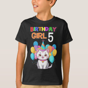 Camiseta Crianças Gato Aniversário 5 Festas de aniversário 