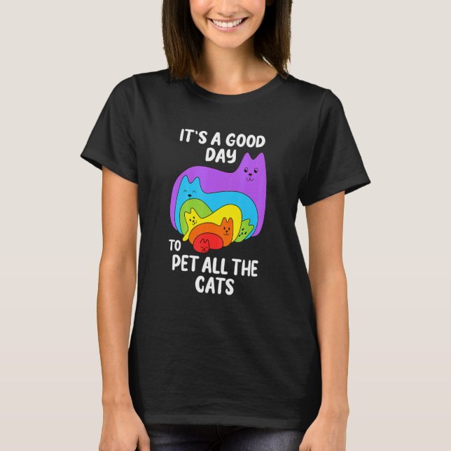 Camiseta Crianças Gato-Arco-Íris Para Meninos (Frente)